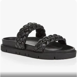 Aqua Brade Womens Faux Leather Slides Platform Sandals